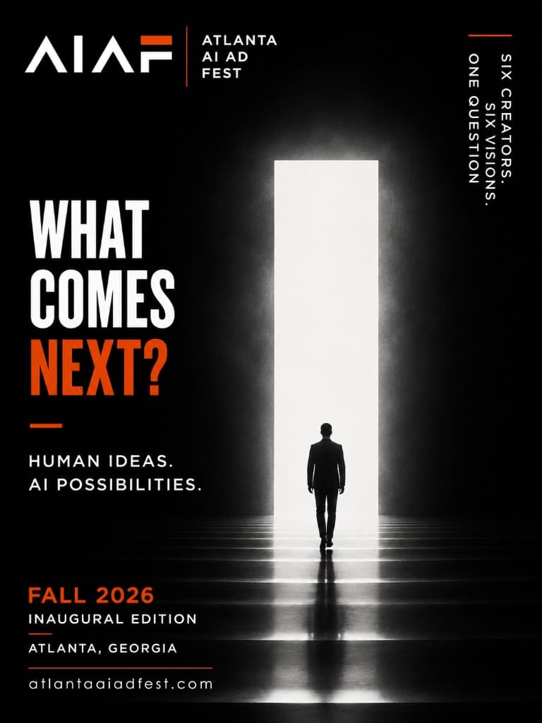 AIAF 2026 poster — Six Commissioned Artists. Six Visions. One Question.